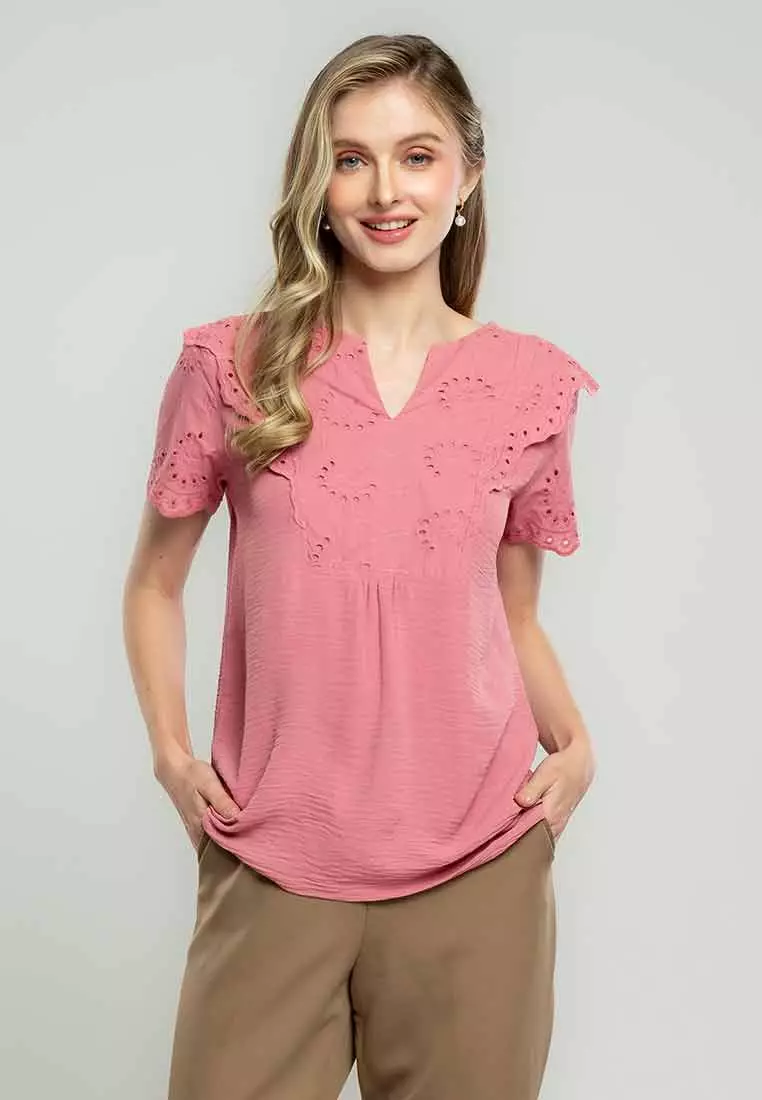 Imani Eyelet Embroidered Linen Blouse