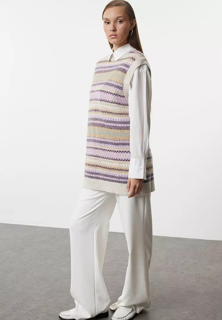 Lilac Patterned Knitwear Sweater Tctaw25Uv00012