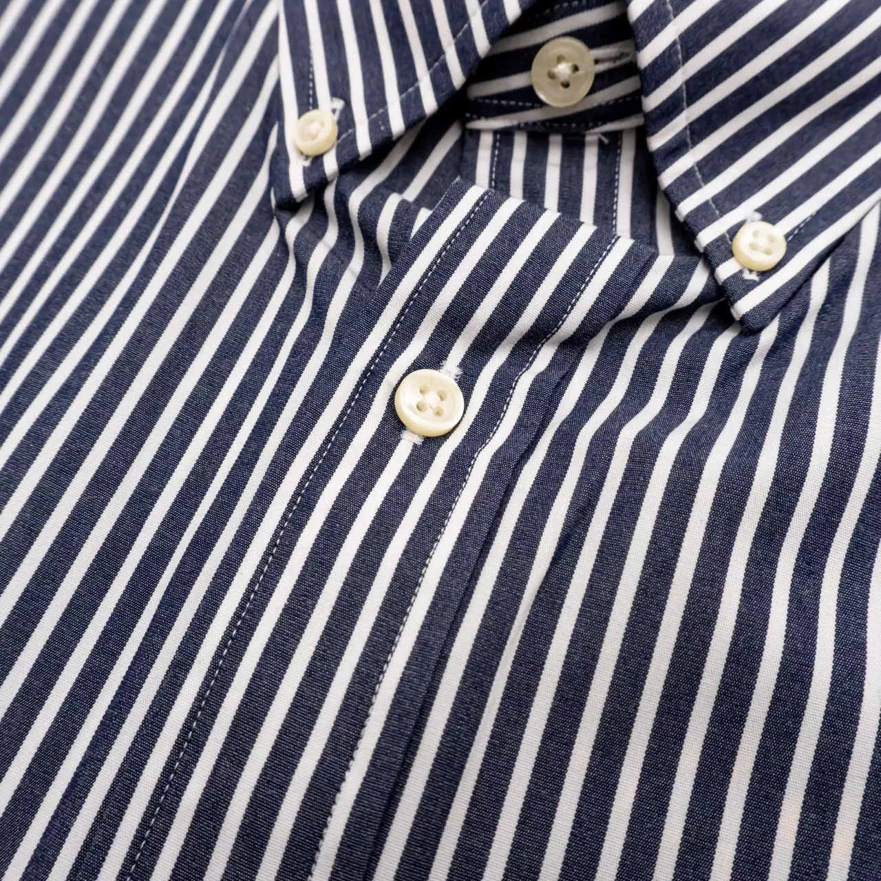 Striped Stretch Poplin Custom Fit Shirt Newport Navy White