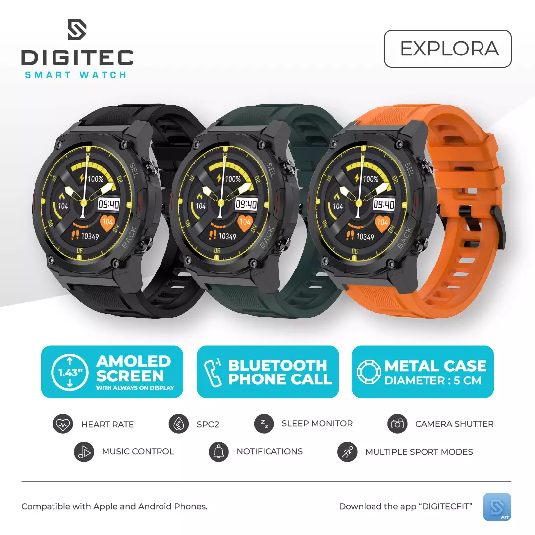 Jam Tangan Digitec Smartwatch EXPLORA Original Garansi Rubber