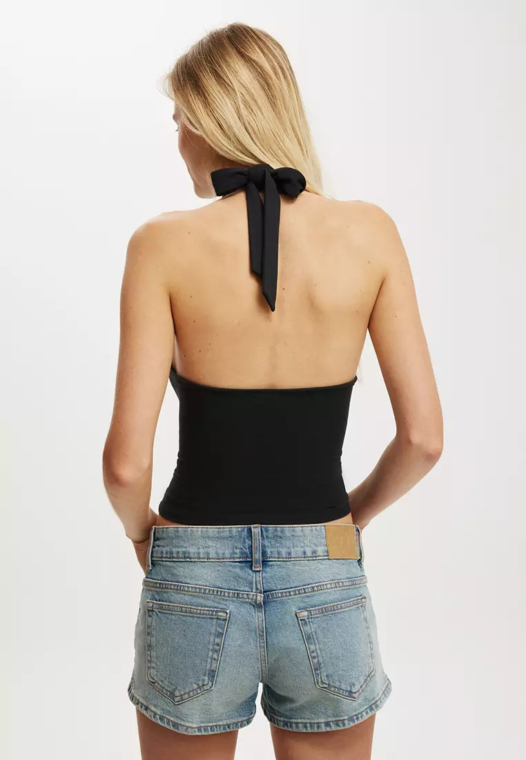 Buckle Belt Tie Halter Top