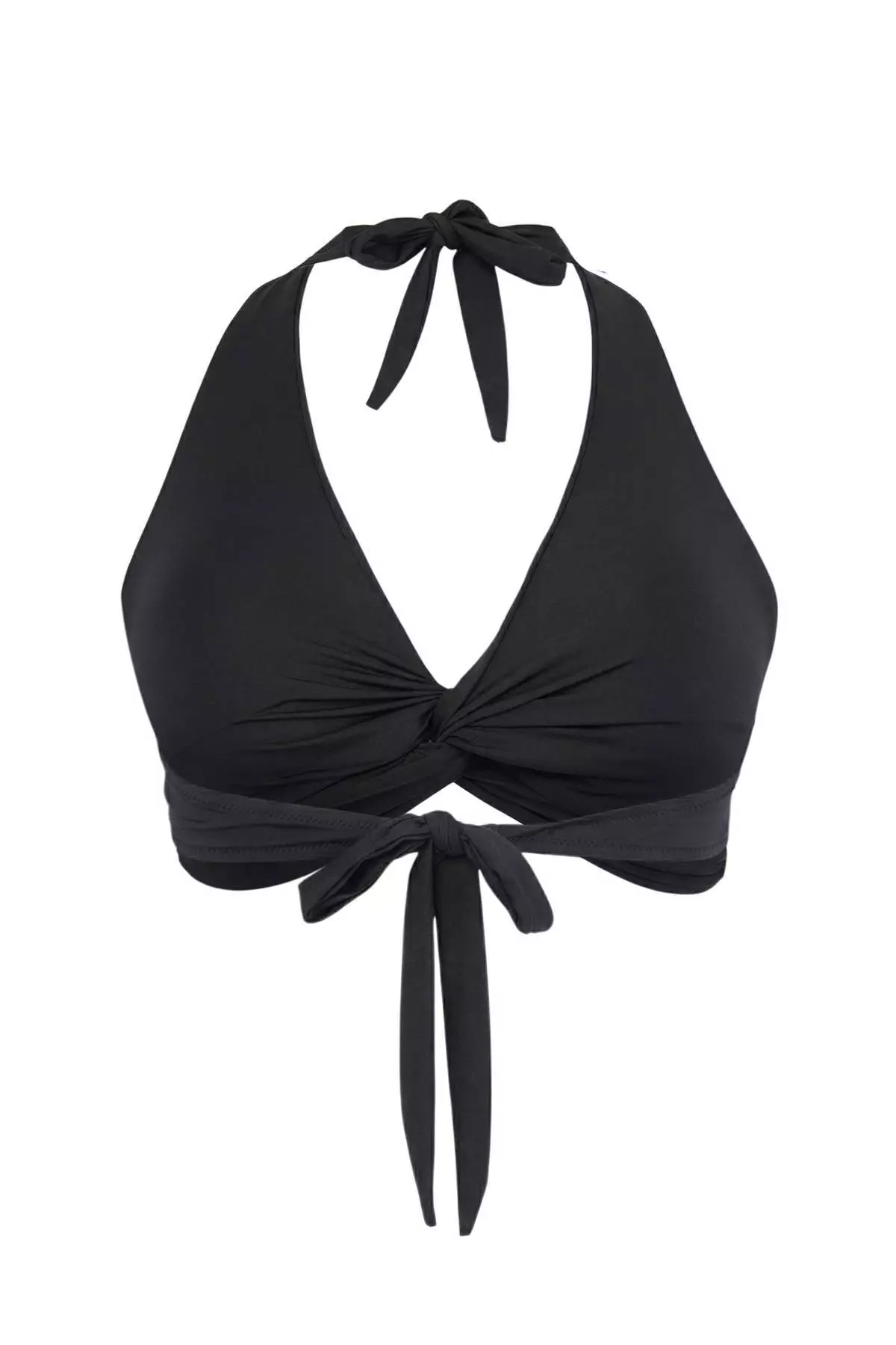 Black Halter Neck Plus Size Bikini Top Tbbss26Ct00001