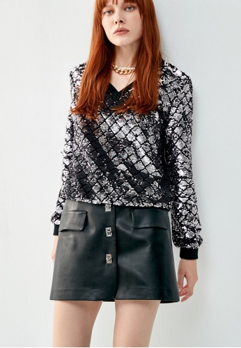 Buy iROO V-Neck Sequin Top 2023 Online | ZALORA Singapore