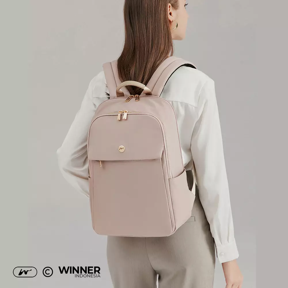 WINNER Tas Ransel Laptop 14 inch Oxford Anti-Air Backpack Korean Style (T14-047-9837) - Warna Light Pink 14 inch