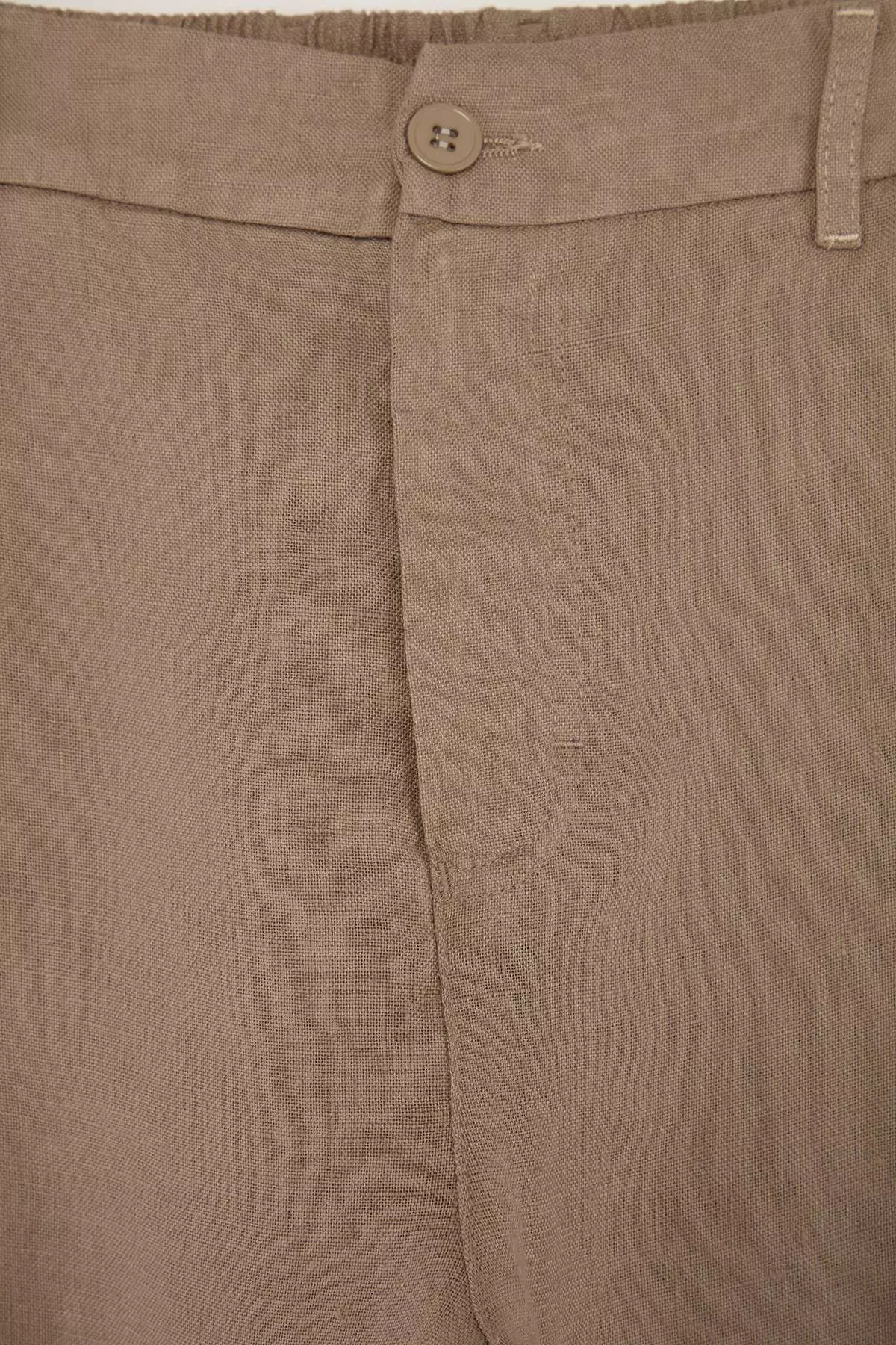 Mink 100% Linen Elastic Waist Regular Waist Men'S Trousers Tmnss26Pl00026