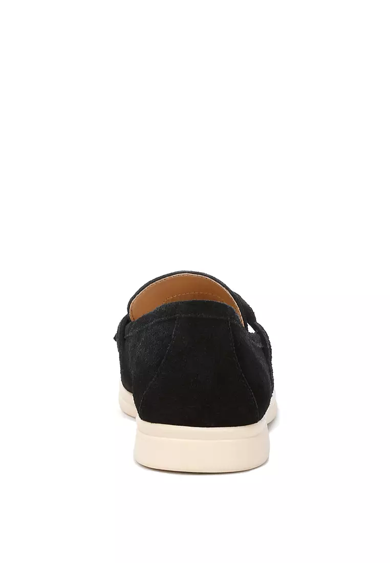 Sepatu Detail Simpul Suede Hitam