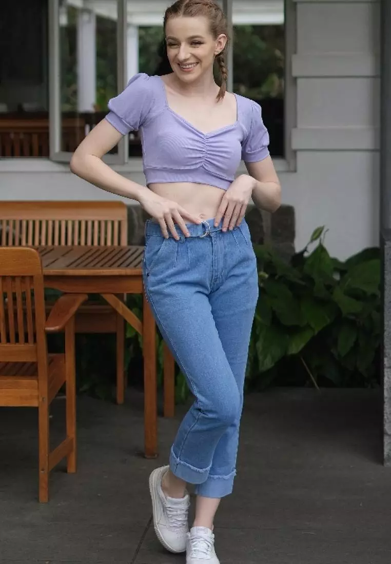 Fitwear - Wilona Boyfriend Jeans Belt - Light Blue