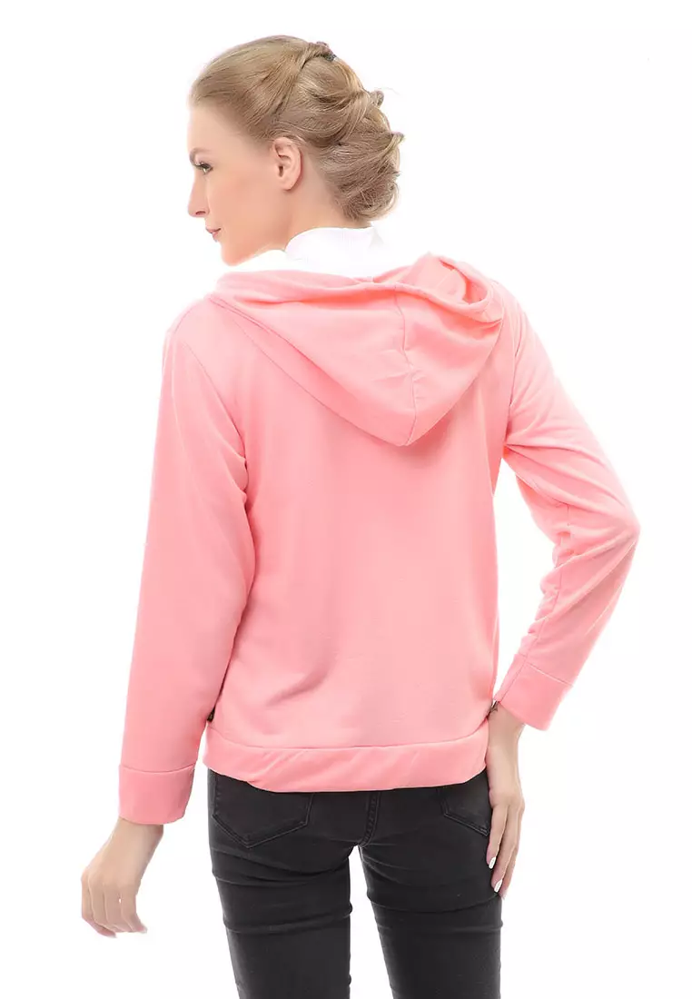 Hardwin Jacket Outer Wanita Funny Model Polos Material Babyterry ORIGINAL - Pink