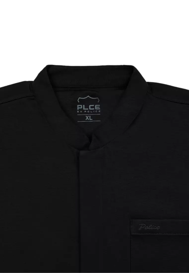 POLICE Kemeja Koko Polos Spandex Slub Premium Regular Fit Pria