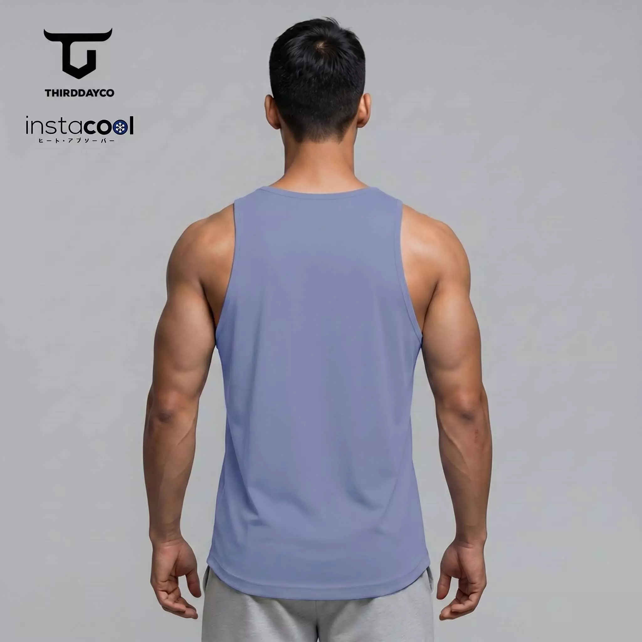THIRDDAY Kaos Kutung Gym Pria InstaCool | Tanktop Olahraga Adem Dingin Instacool Quick Dry Stretch Fitness Training | hustle country blue SVN MUA67