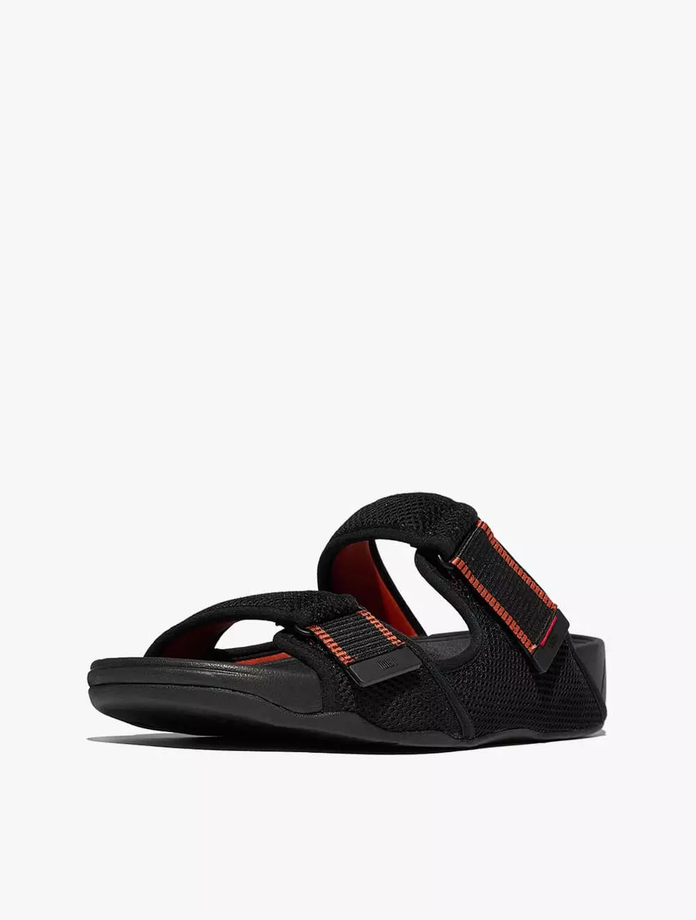 Fitflop Gogh Moc Mens Adj. Water-Resistant Mesh Slides - Black/Terracotta