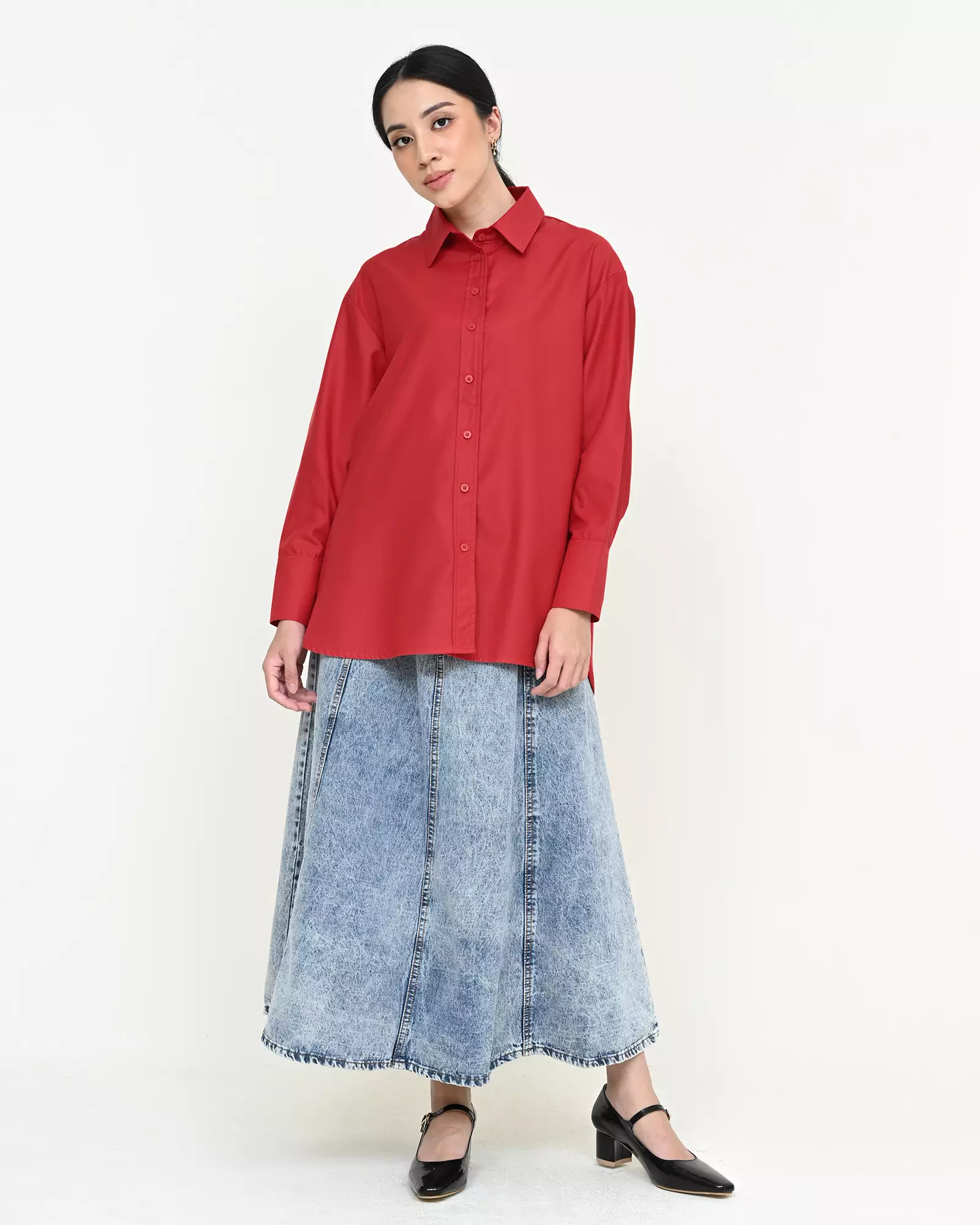 Geulis.id PIPER SHIRT / KEMEJA OVERSIZE WANITA - RED