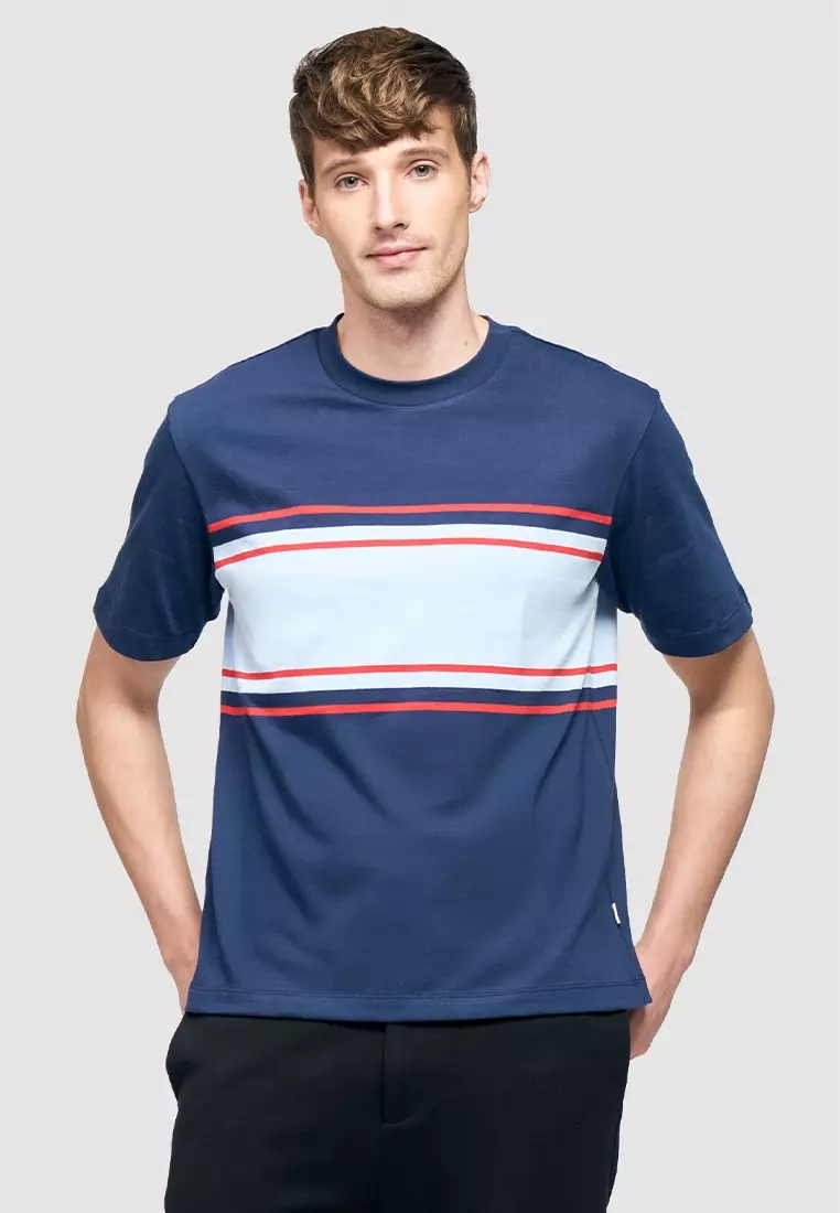 T-Shirt with Panelled Stripes