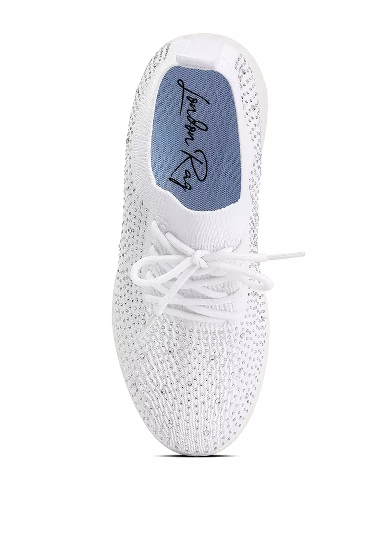 Buy London Rag White Stud Embellished Lace Up Sneakers 2024 Online
