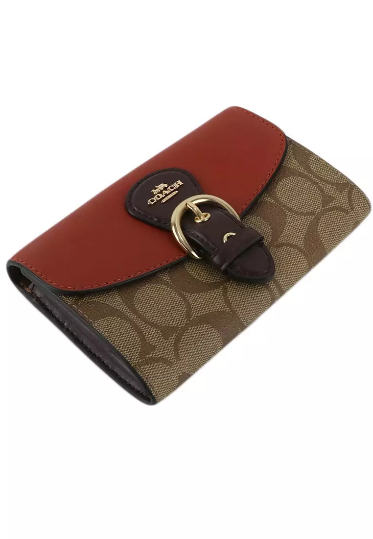 Slim envelope wallet with new arrivals chain in blocked signature canvas