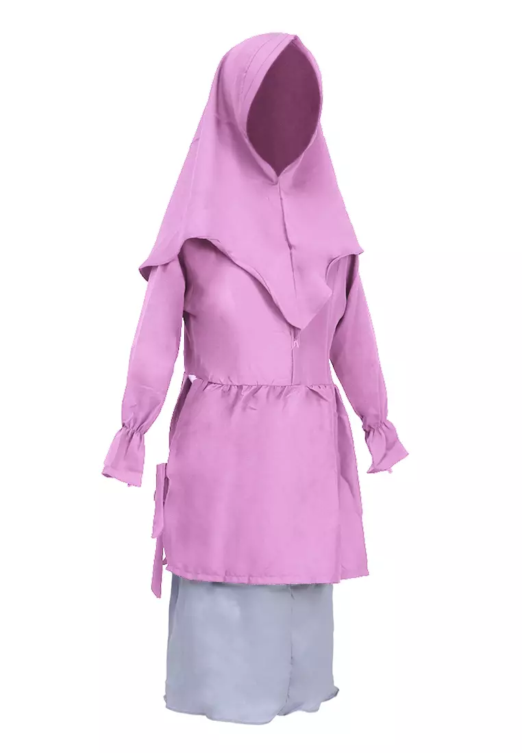 Jourell Setelan Gamis Anak Wanita Motif Polos Kids One Set Material Moscrepe ORIGINAL - Pink