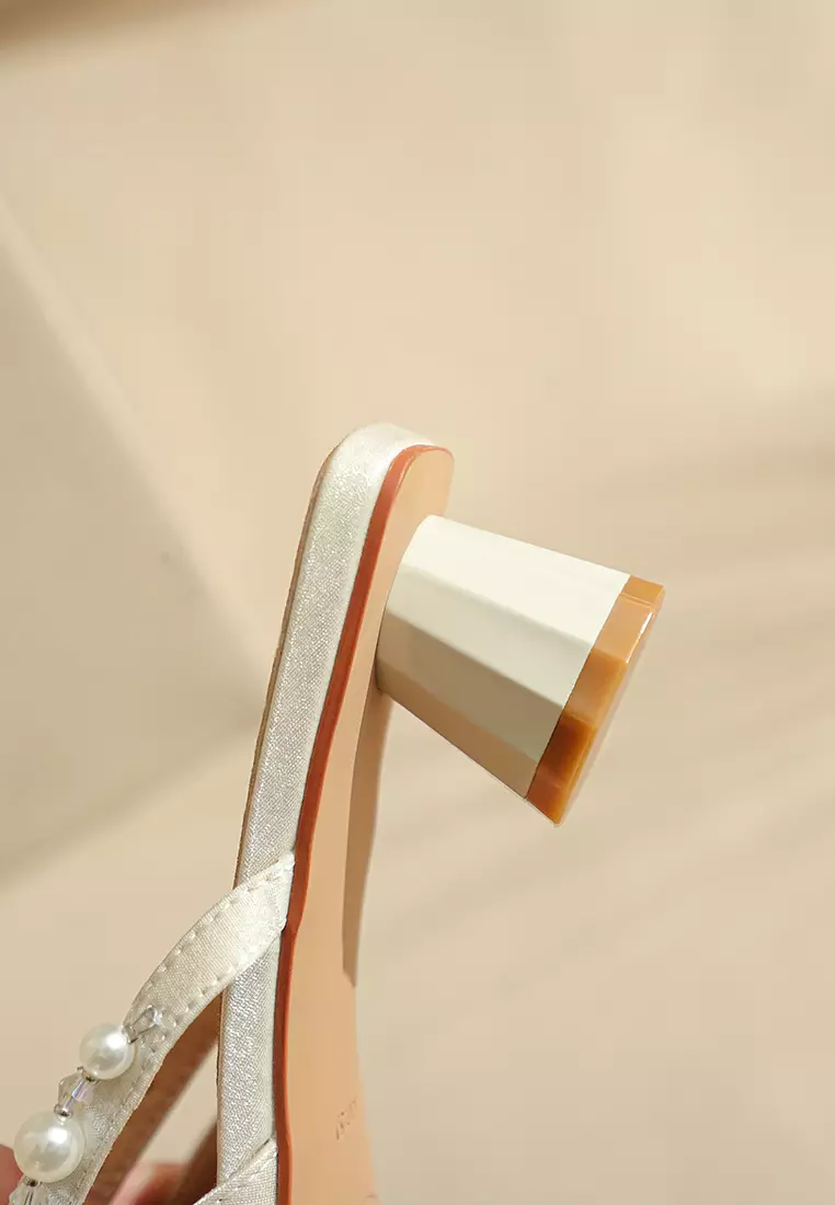 5CM Pearl Strap Mid Heel Sandals 2240-28