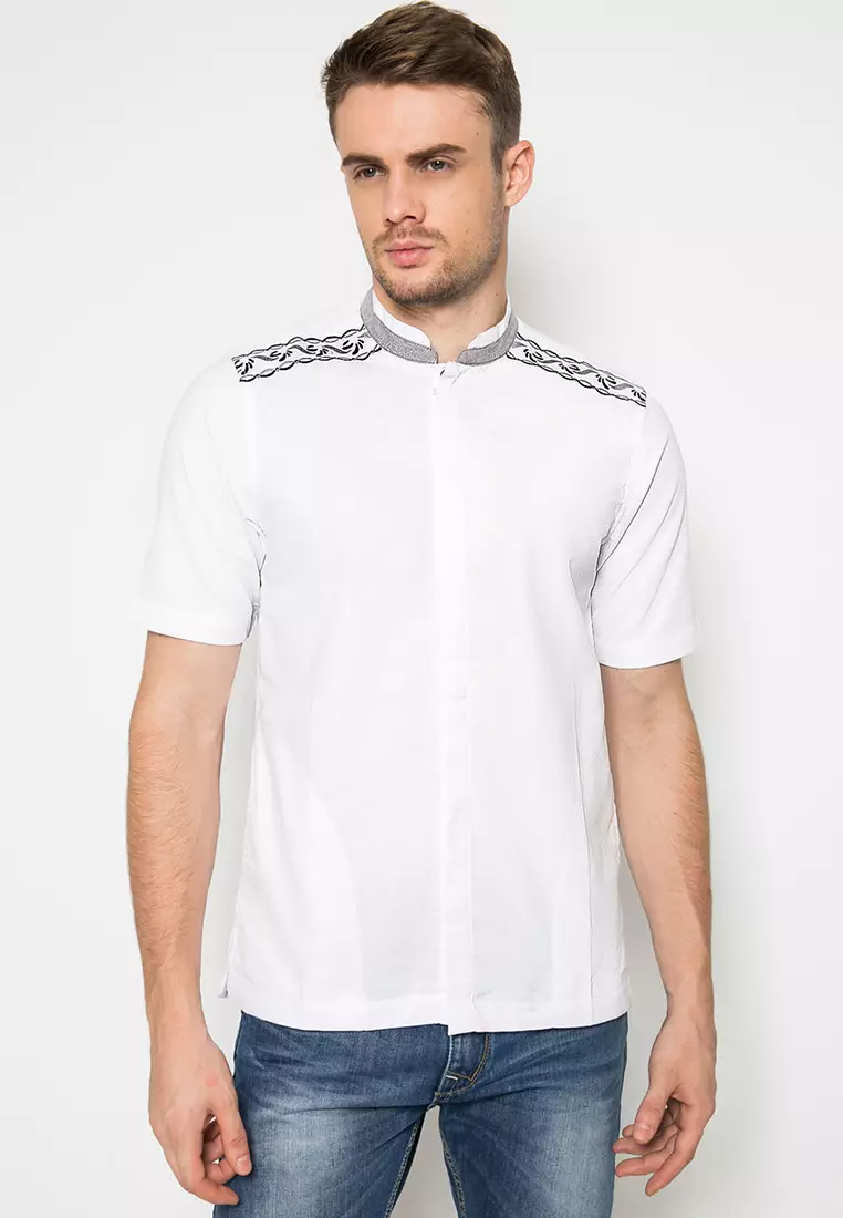 LGS - Baju Koko - Bordir Bahu - Putih - Slim Fit - JSH.385.B1043KF.339.C