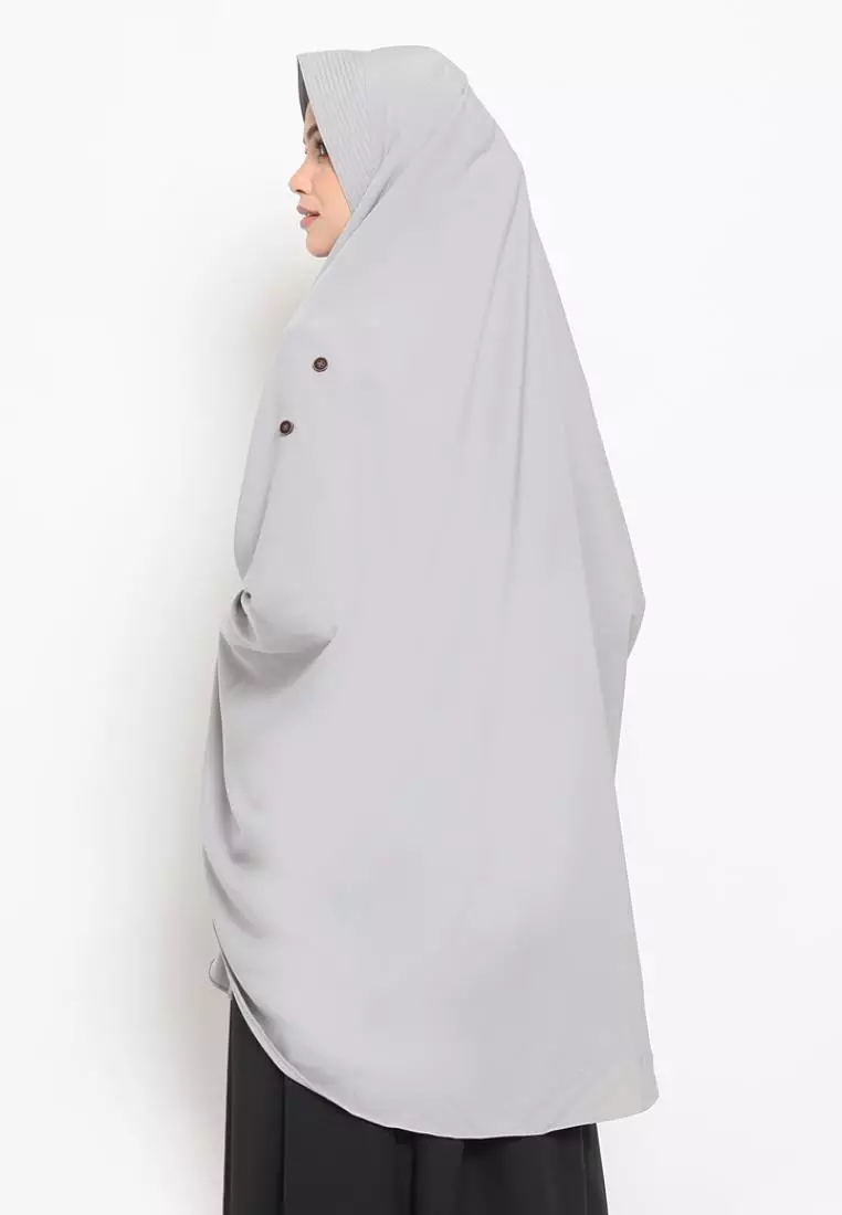 Queenza Zayidan French Khimar Hijab Jahida Button - Silver