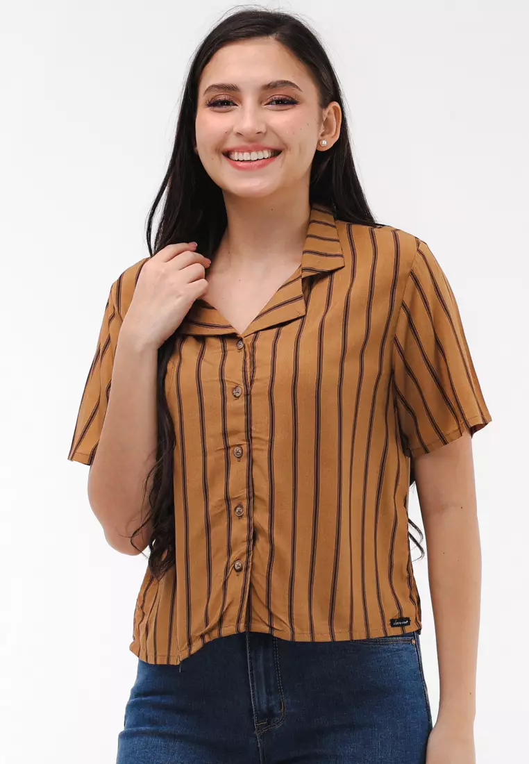 Woven Printed Rayon Short Sleeves Blouse