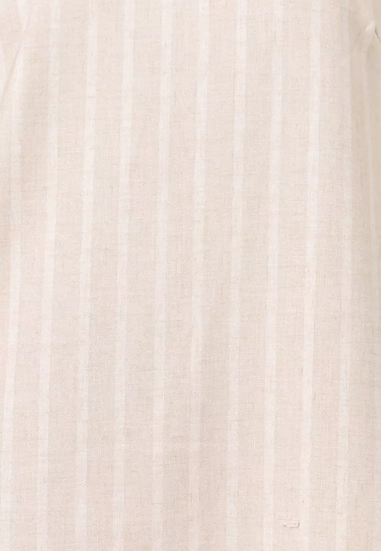 Herringbone Striped Midi Dress Colours - Nude