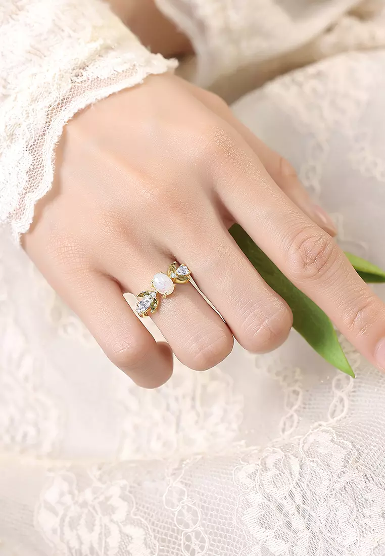 Cincin Wanita Original Cincin Cewek Mewah Adjustable Ring Flower Branch Fairy Anti karat Adjustable Kotak Indah COD