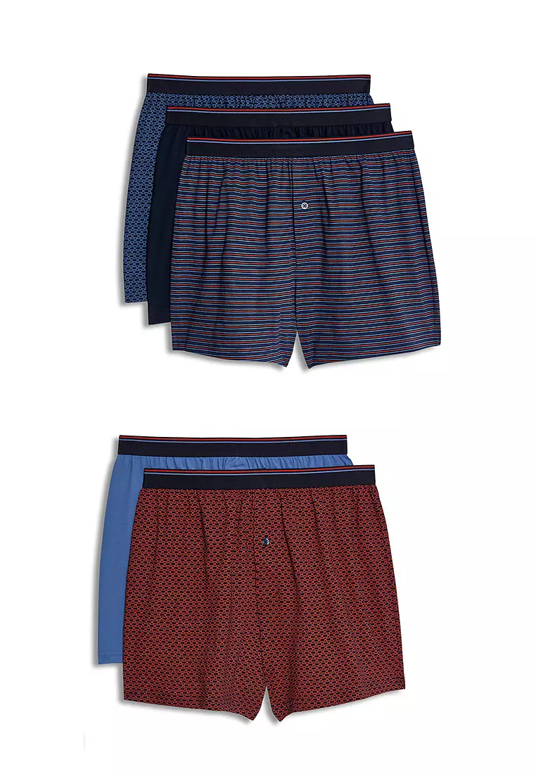 5pk Pure Cotton Assorted Jersey Boxers