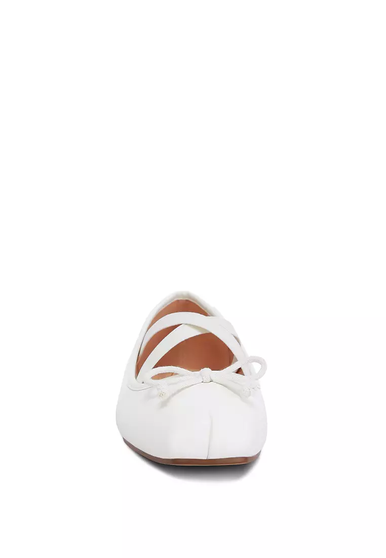White Recycled Faux Leather Ballet Flats