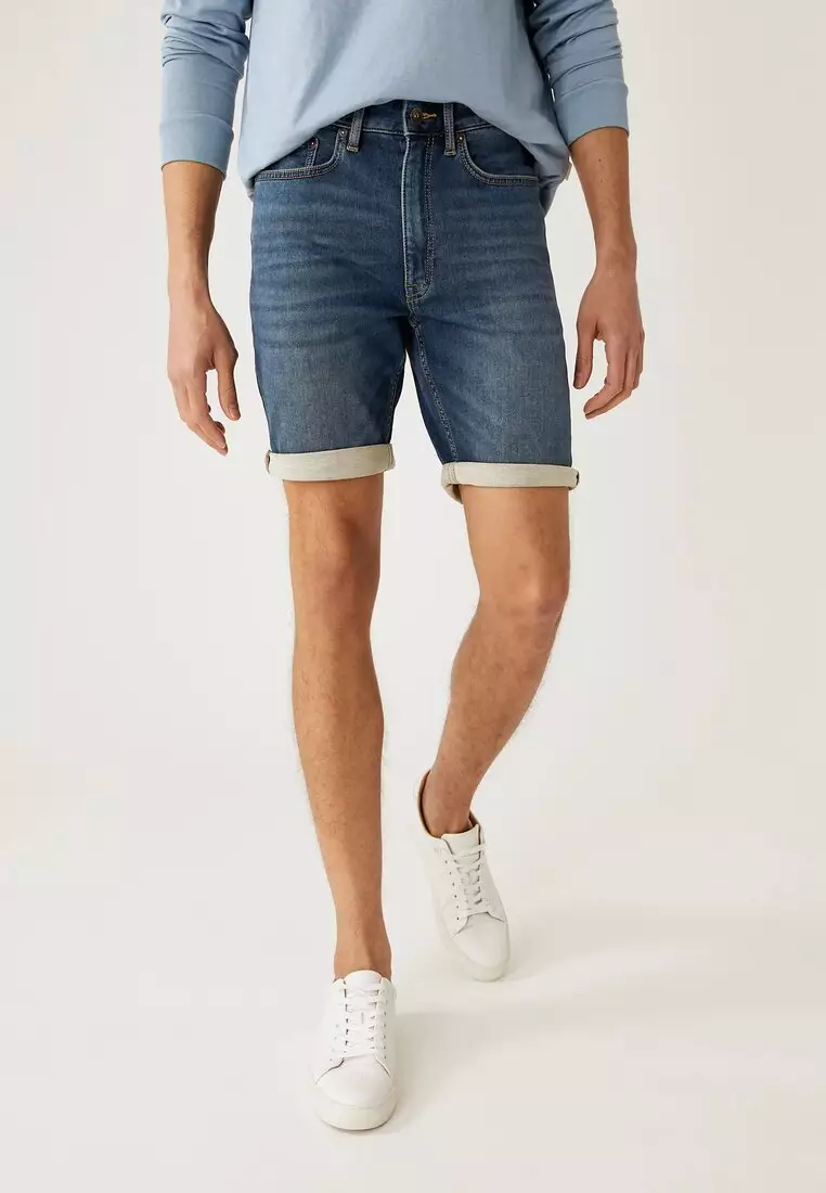 Marks and spencer denim shorts discount