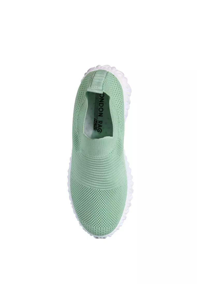Green Knitted Chunky Running Sneakers