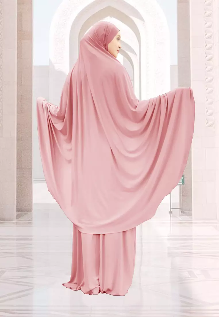 Zelena - Raudhia Prayer Set | Mukena French Khimar Set - Rose Tan - Dewasa