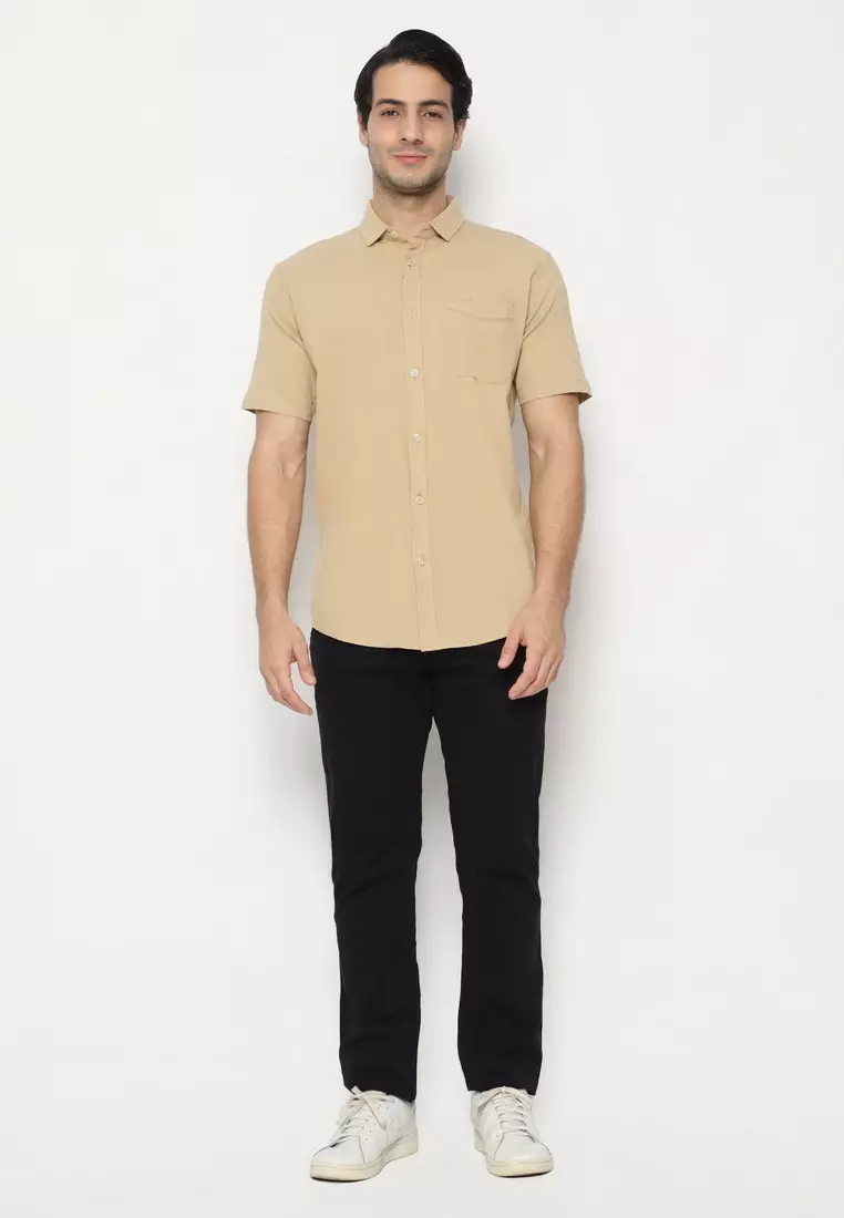 POLICE Kemeja Polos Cotton Slim Fit Pria