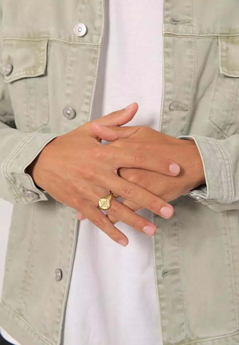 Men's Silver Compass Signet Ring – Gold-Plated