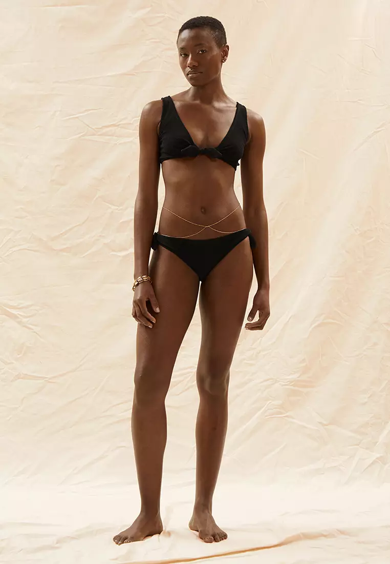 Crepe Knot Tie Bikini Top