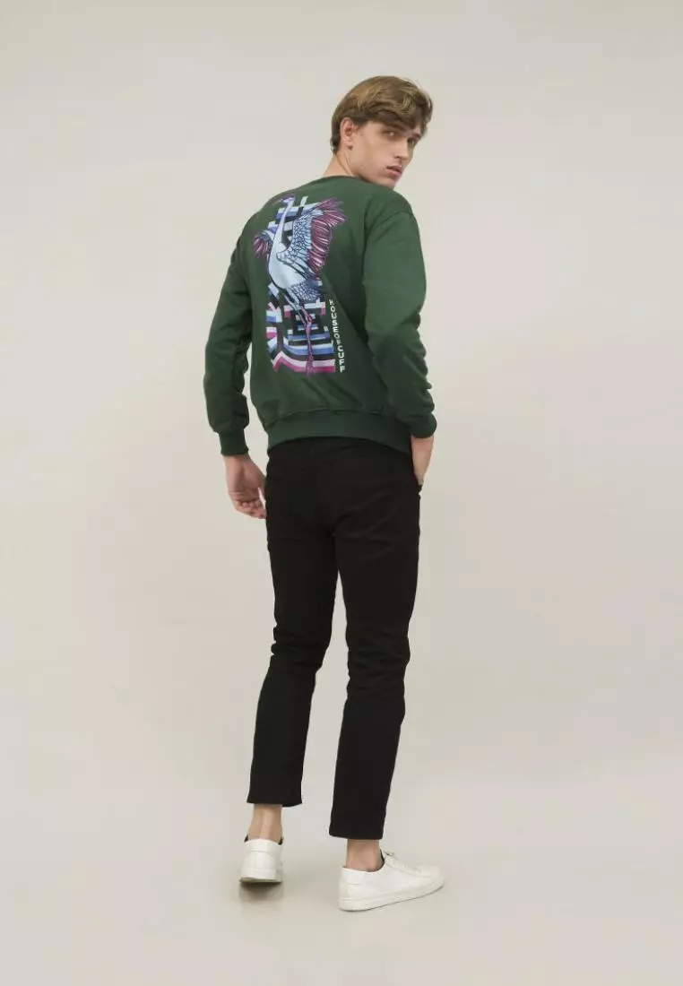 crewneck basic sweater japan bird hijau unisex outerwear houseofcuff