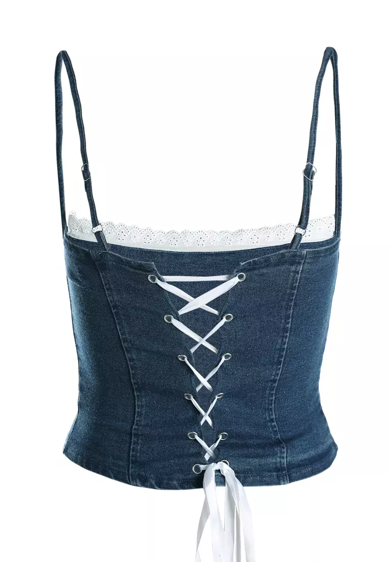 Atasan Korset Vintage Tali Spaghetti