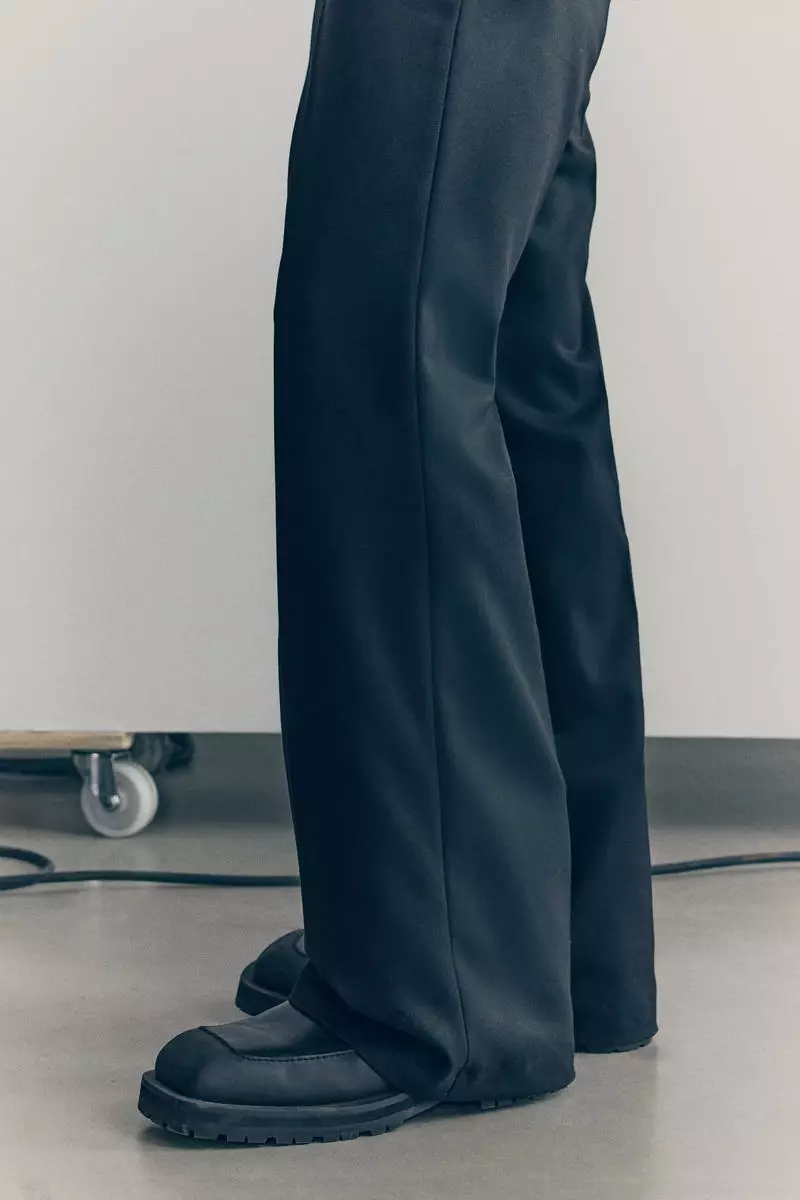 Wool-blend bootcut trousers