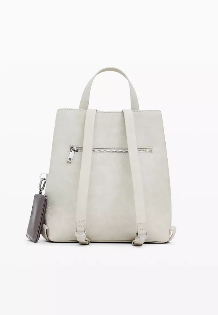 Medium faux leather patch backpack