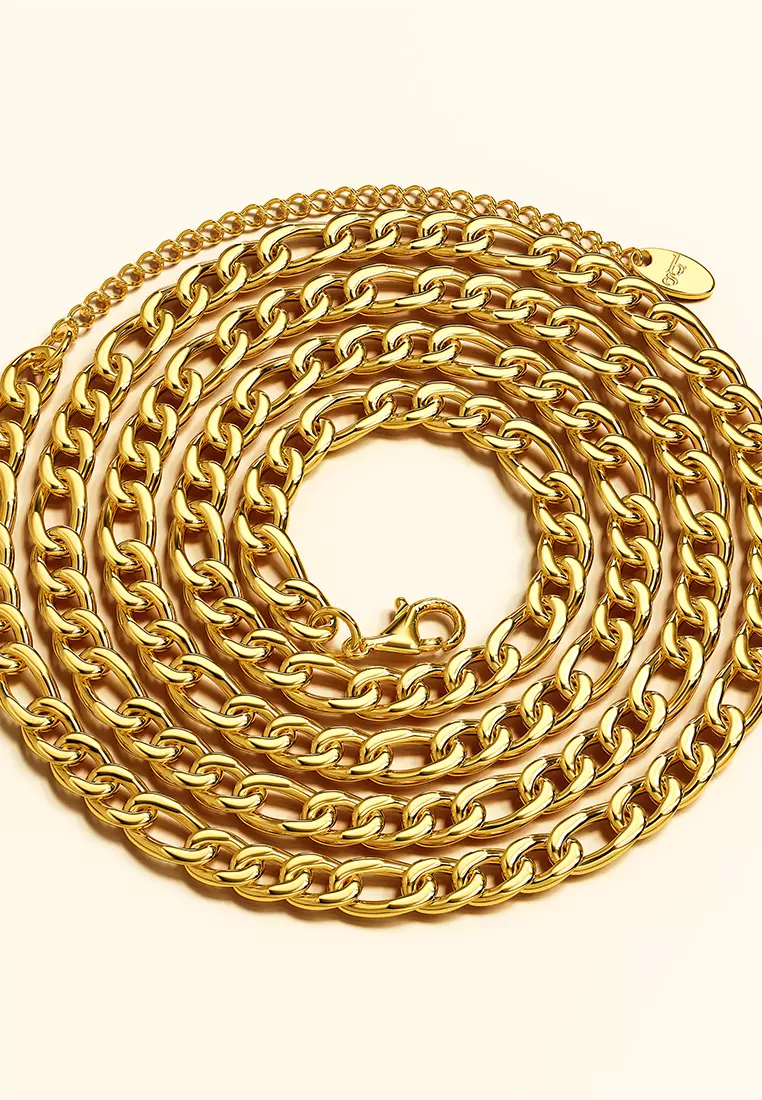 Figaro Chain Link Gold Plated Necklace