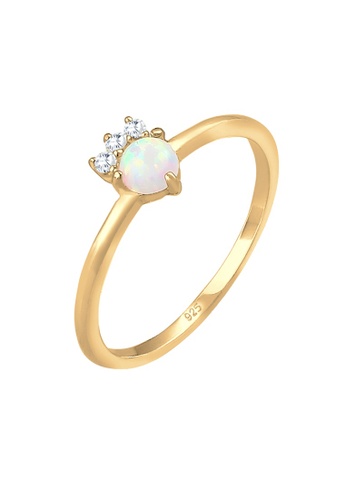 ELLI GERMANY gold Ring Vintage Opal Zirconia Stone Gold Plated 4E94CAC601EBA3GS_1