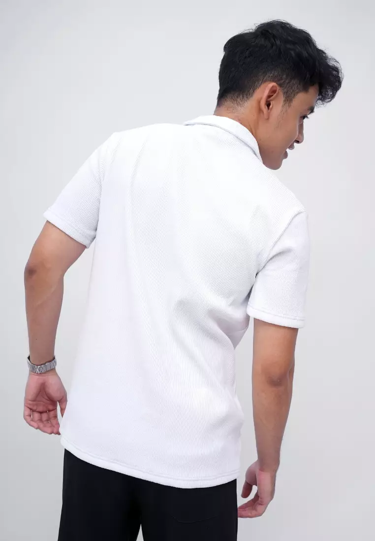 Ryusei Polo Pria SHIN Fit Basic White | Polo dengan Tekstur Unik