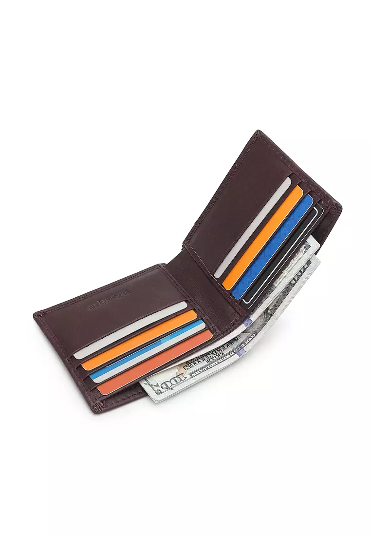 Gift Set - Genuine Leather RFID Wallet + 40mm Automatic Belt - Brown / Black