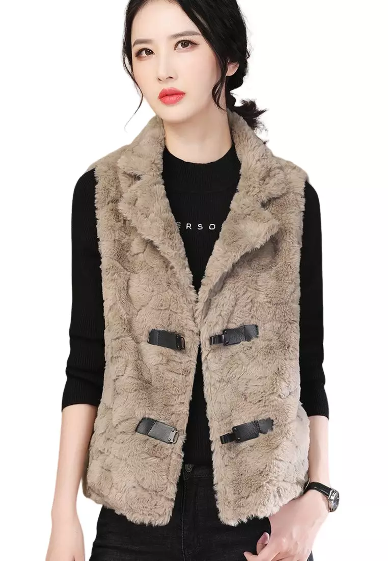 Girls rabbit cheap fur coat