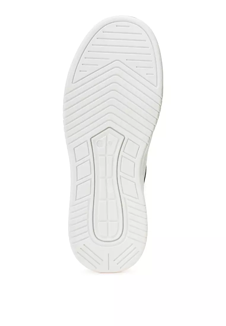 Metallic Paneling Platform Sneakers in Black Pewter