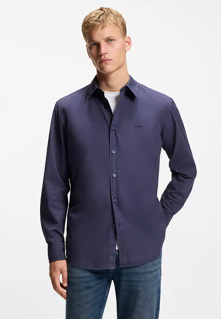 Cotton Poplin Regular Fit Shirt - BOSS Orange