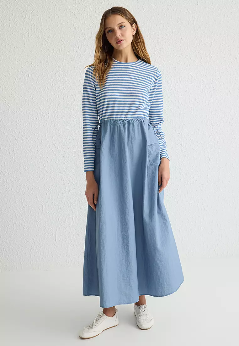 Blue Parachute Fabric Dress Jacket Set TCTAW25US00098