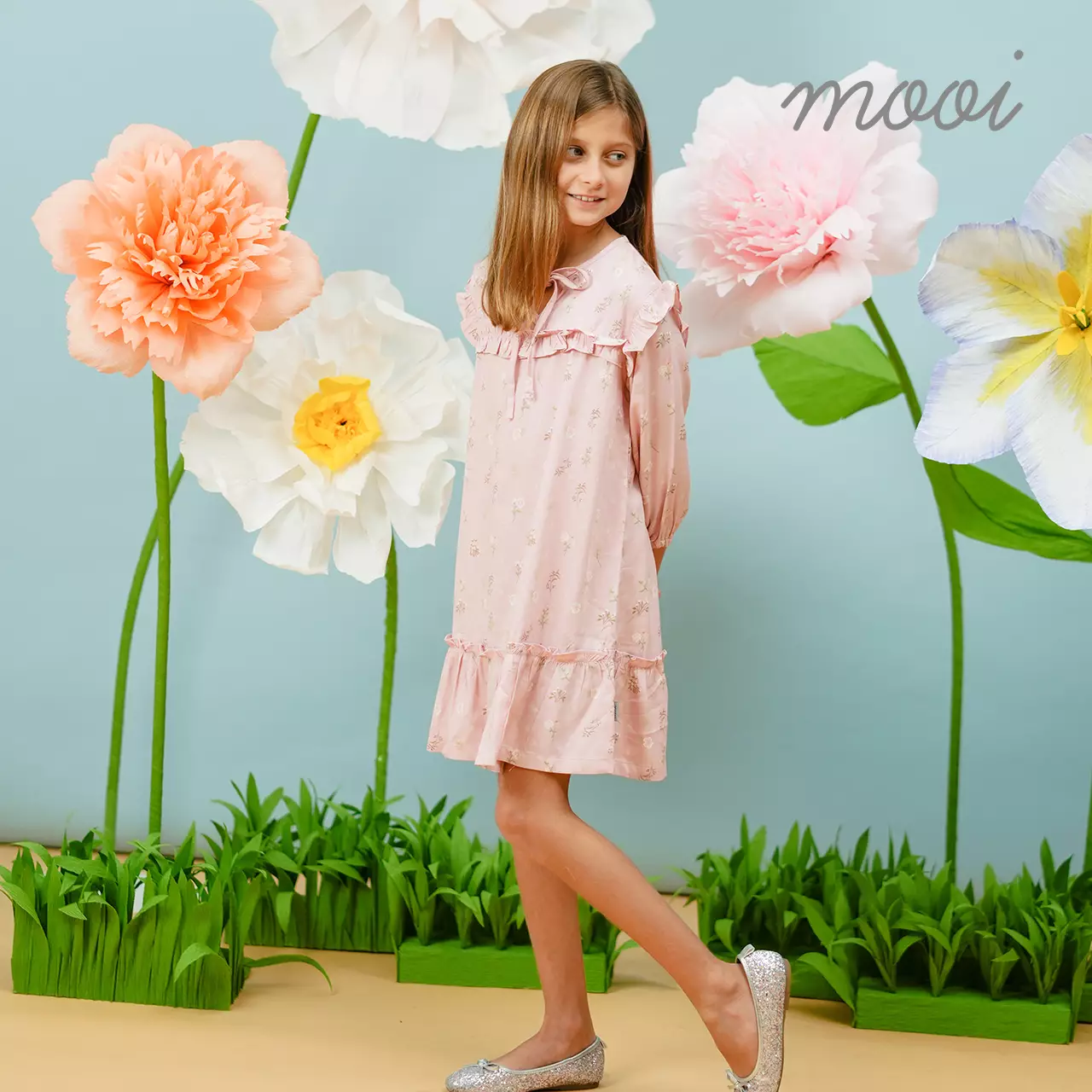 Mooi Dress Anak Perempuan Naya Ruffle Dress - Baby Blue