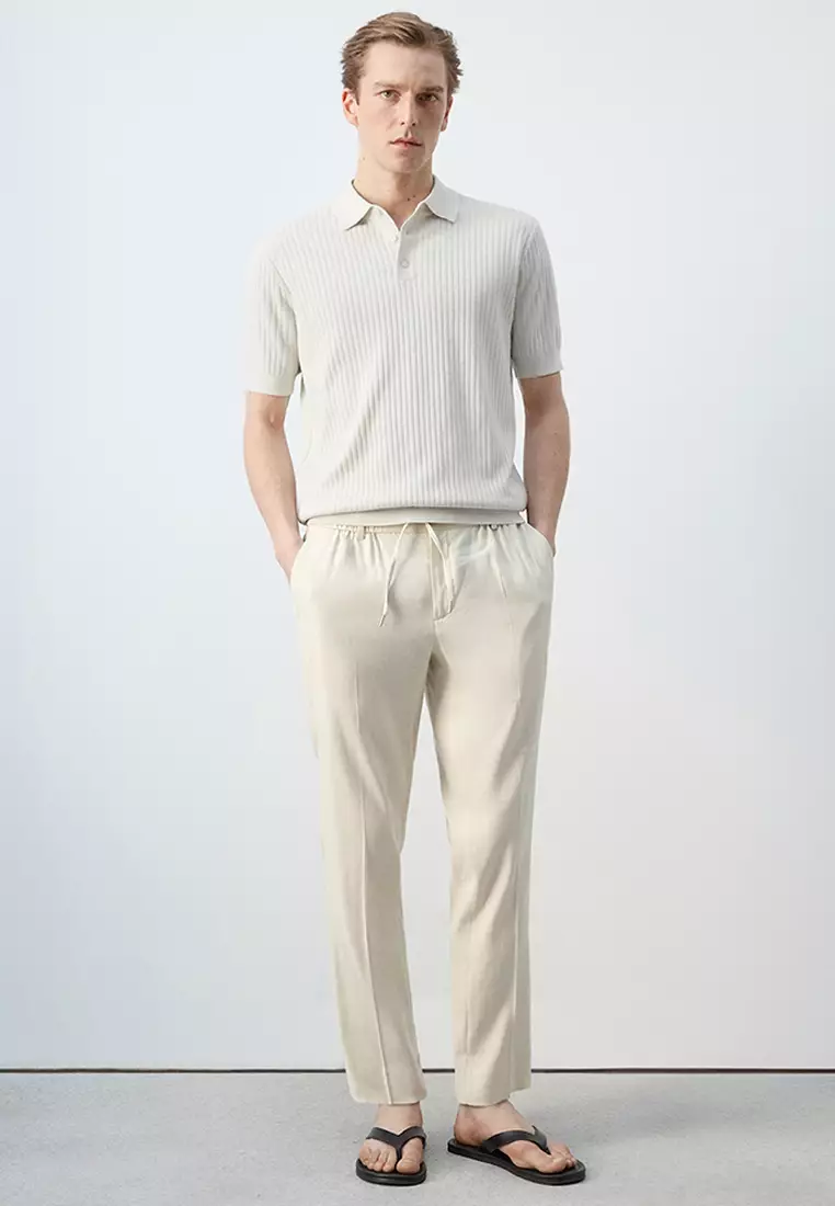 Rib-Knit Cotton-Blend Polo Shirt