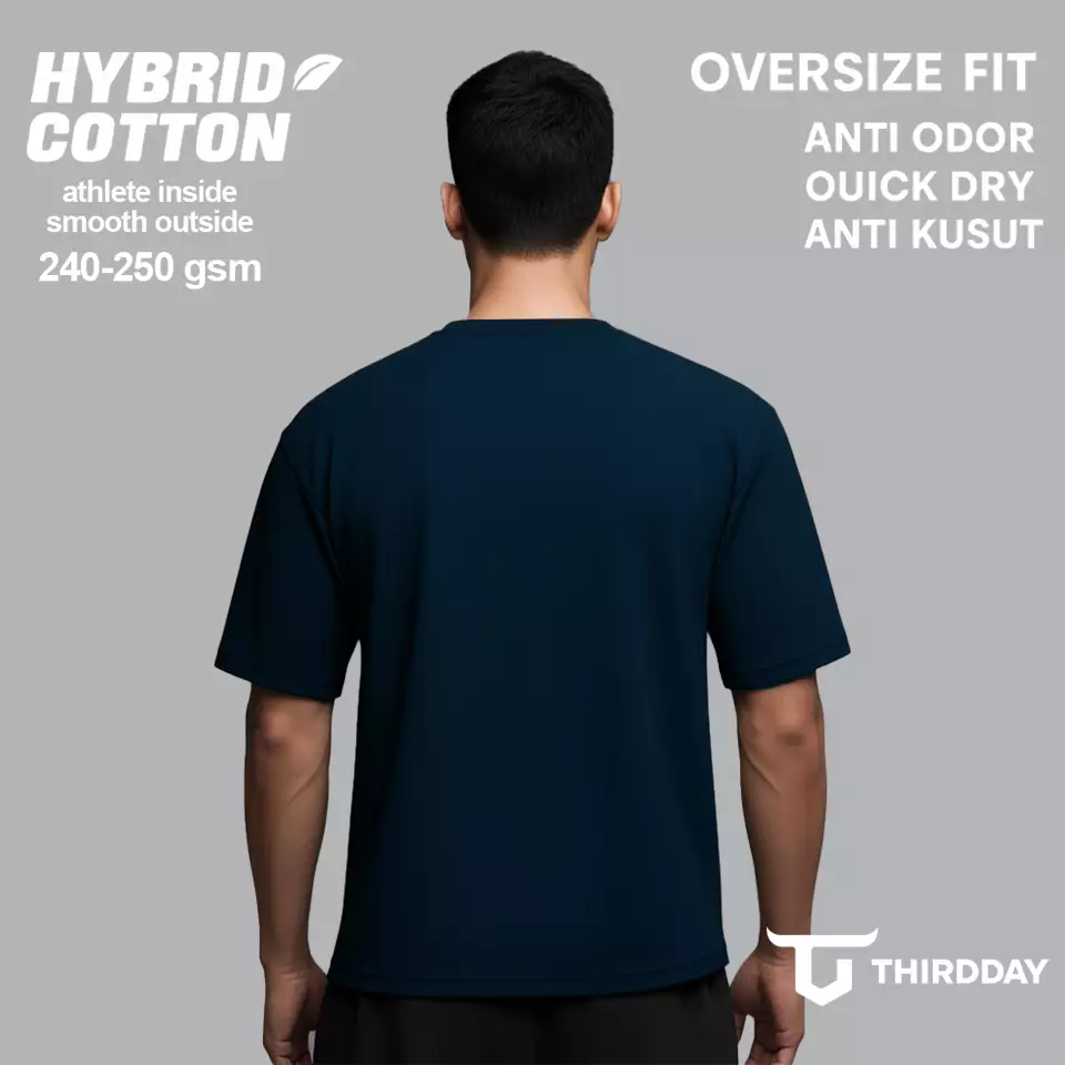 THIRDDAY Kaos Oversize Gym Tebal 250gsm Hybrid Cotton Polos Navy MTX98