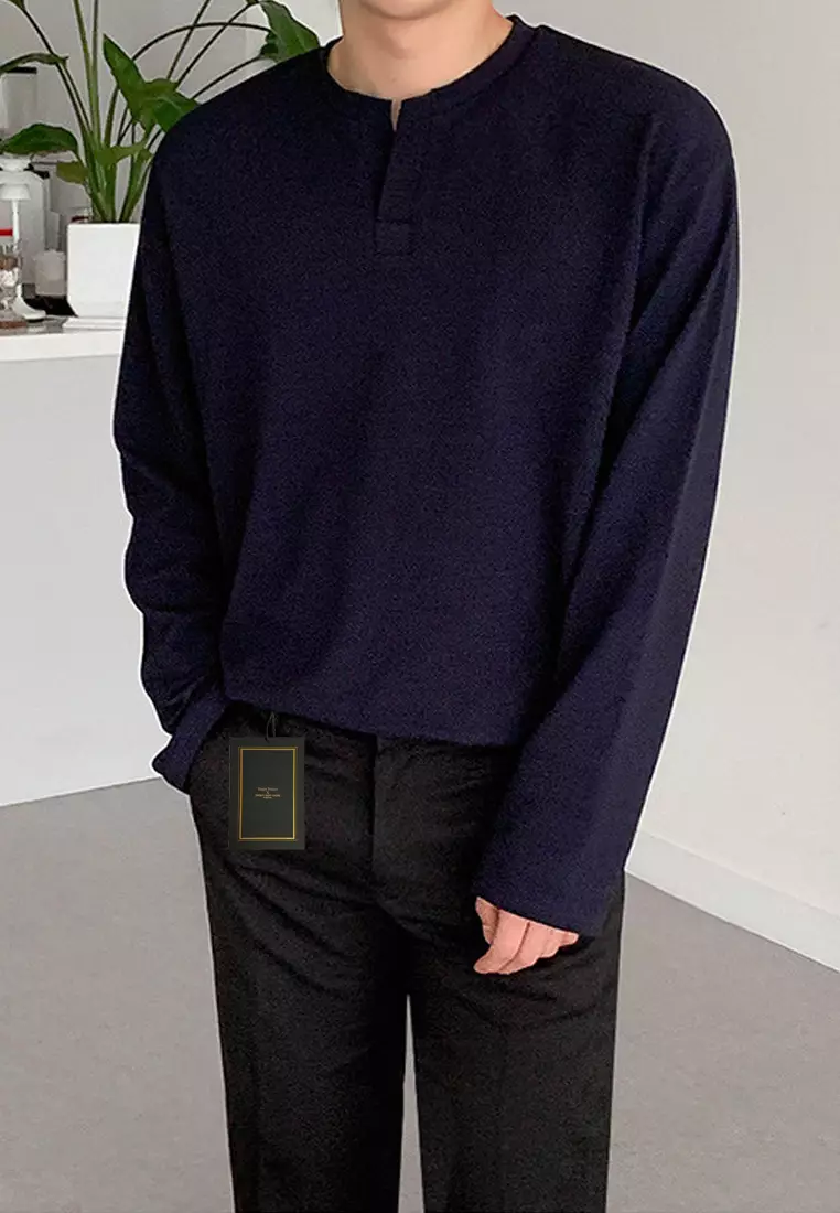 Casual Texture Long-sleeve T-shirt‌ ‌MYQ8951